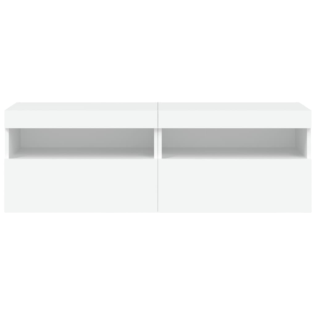 Nástěnné Tv Skříňky S Led Osvětlením 2 Ks Bílé 60 X 30 X 40 Cm
