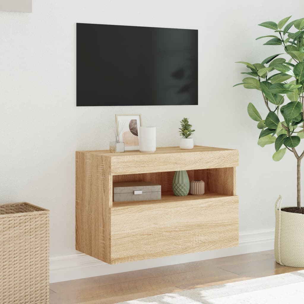Nástěnná Tv Skříňka S Led Osvětlením Dub Sonoma 60 X 30 X 40 Cm