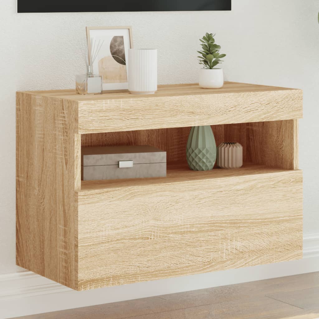 Nástěnná Tv Skříňka S Led Osvětlením Dub Sonoma 60 X 30 X 40 Cm