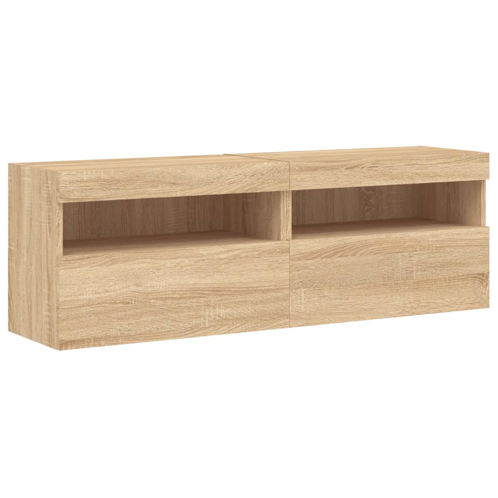 Nástěnné Tv Skříňky S Led Osvětlením 2 Ks Dub Sonoma 60X30X40Cm