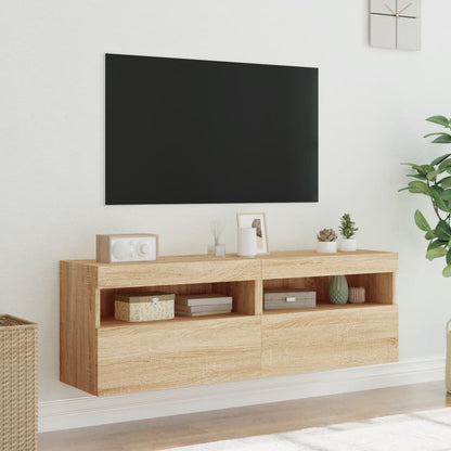Nástěnné Tv Skříňky S Led Osvětlením 2 Ks Dub Sonoma 60X30X40Cm