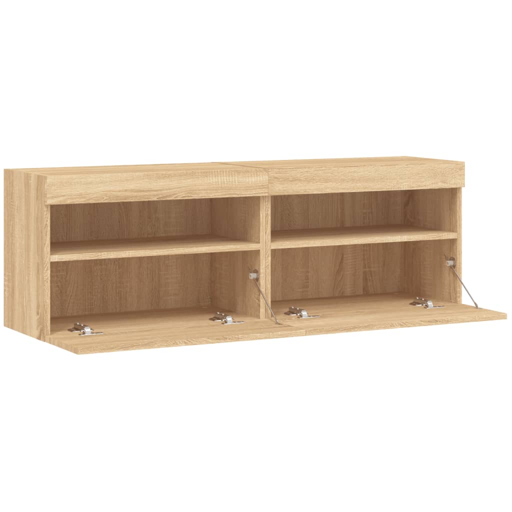 Nástěnné Tv Skříňky S Led Osvětlením 2 Ks Dub Sonoma 60X30X40Cm