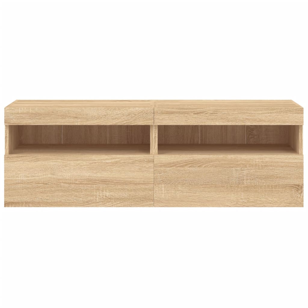 Nástěnné Tv Skříňky S Led Osvětlením 2 Ks Dub Sonoma 60X30X40Cm