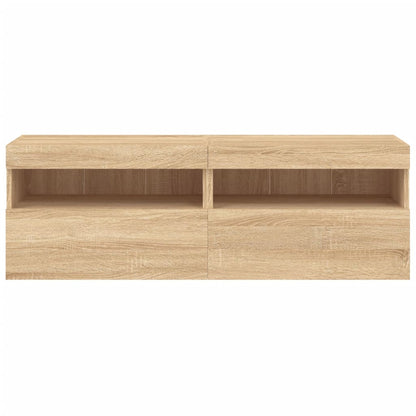 Nástěnné Tv Skříňky S Led Osvětlením 2 Ks Dub Sonoma 60X30X40Cm