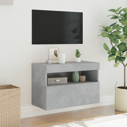 Nástěnná Tv Skříňka S Led Osvětlením Betonově Šedá 60X30X40 Cm