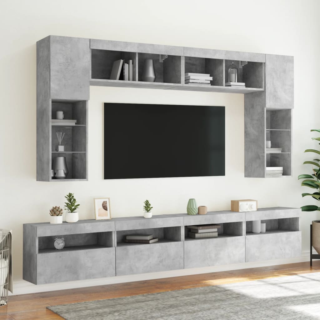 Nástěnná Tv Skříňka S Led Osvětlením Betonově Šedá 60X30X40 Cm