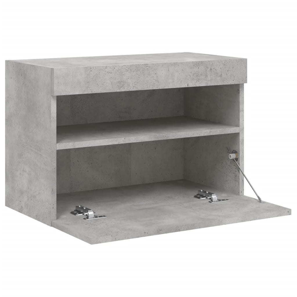 Nástěnná Tv Skříňka S Led Osvětlením Betonově Šedá 60X30X40 Cm