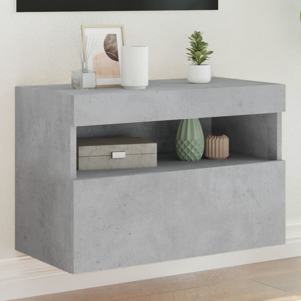 Nástěnná Tv Skříňka S Led Osvětlením Betonově Šedá 60X30X40 Cm