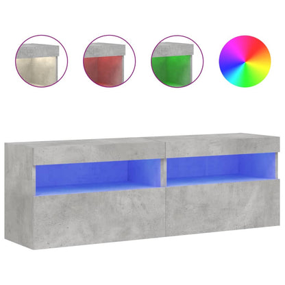 Nástěnné Tv Skříňky S Led 2 Ks Betonově Šedé 60 X 30 X 40 Cm