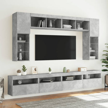 Nástěnné Tv Skříňky S Led 2 Ks Betonově Šedé 60 X 30 X 40 Cm