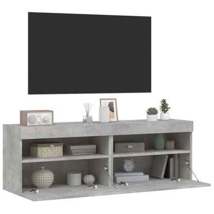 Nástěnné Tv Skříňky S Led 2 Ks Betonově Šedé 60 X 30 X 40 Cm
