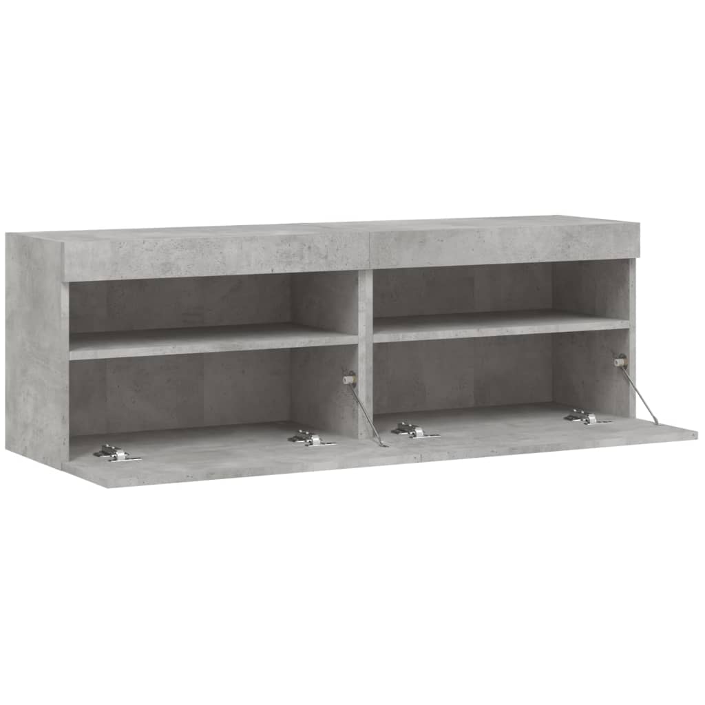 Nástěnné Tv Skříňky S Led 2 Ks Betonově Šedé 60 X 30 X 40 Cm