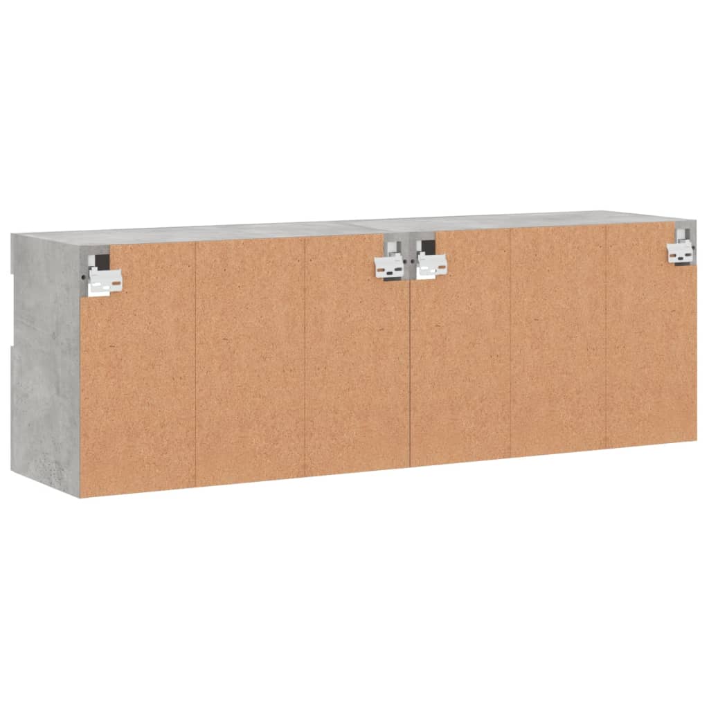 Nástěnné Tv Skříňky S Led 2 Ks Betonově Šedé 60 X 30 X 40 Cm