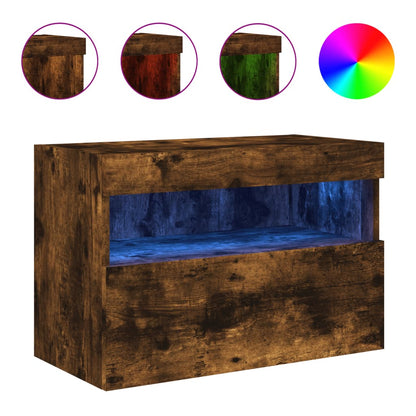 Nástěnná Tv Skříňka S Led Osvětlením Kouřový Dub 60X30X40 Cm