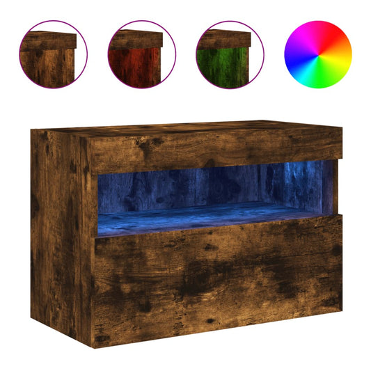 Nástěnná Tv Skříňka S Led Osvětlením Kouřový Dub 60X30X40 Cm