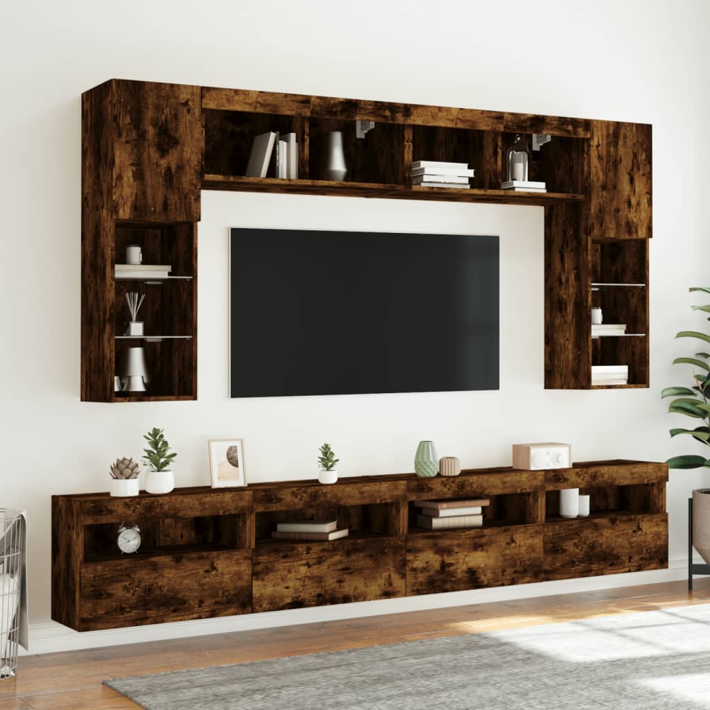 Nástěnná Tv Skříňka S Led Osvětlením Kouřový Dub 60X30X40 Cm