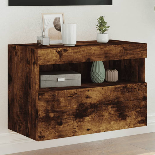 Nástěnná Tv Skříňka S Led Osvětlením Kouřový Dub 60X30X40 Cm