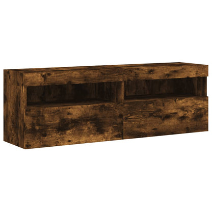Nástěnné Tv Skříňky S Led 2 Ks Kouřový Dub 60 X 30 X 40 Cm