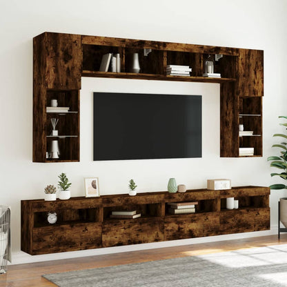 Nástěnné Tv Skříňky S Led 2 Ks Kouřový Dub 60 X 30 X 40 Cm