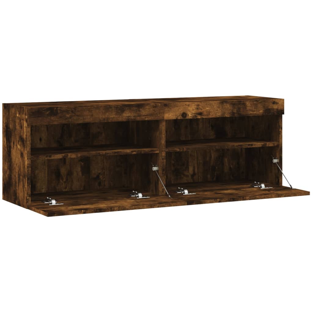 Nástěnné Tv Skříňky S Led 2 Ks Kouřový Dub 60 X 30 X 40 Cm
