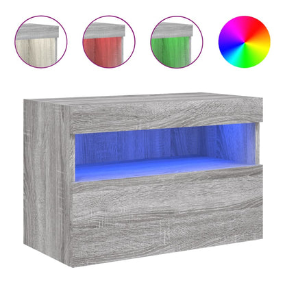 Nástěnná Tv Skříňka S Led Osvětlením Šedá Sonoma 60X30X40 Cm