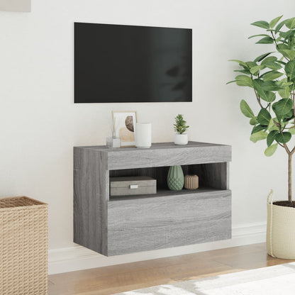 Nástěnná Tv Skříňka S Led Osvětlením Šedá Sonoma 60X30X40 Cm