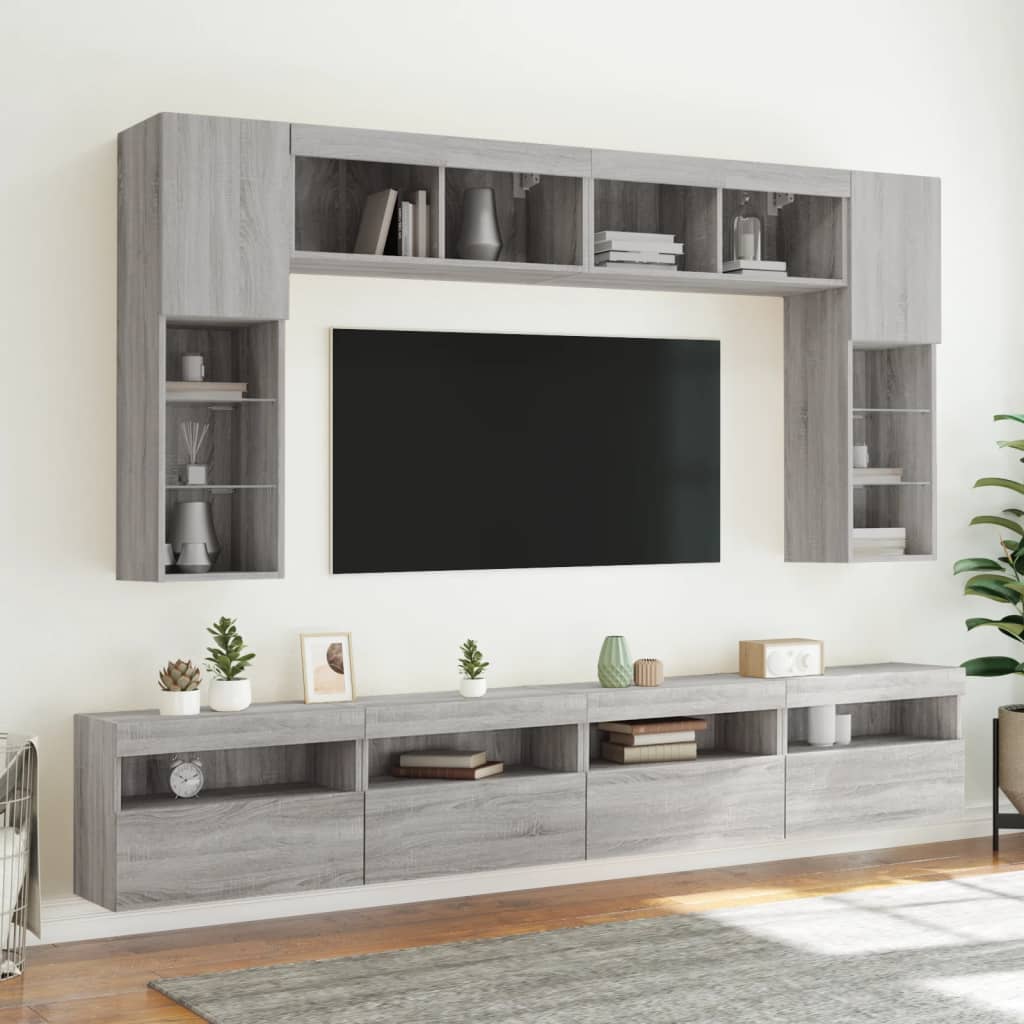 Nástěnná Tv Skříňka S Led Osvětlením Šedá Sonoma 60X30X40 Cm