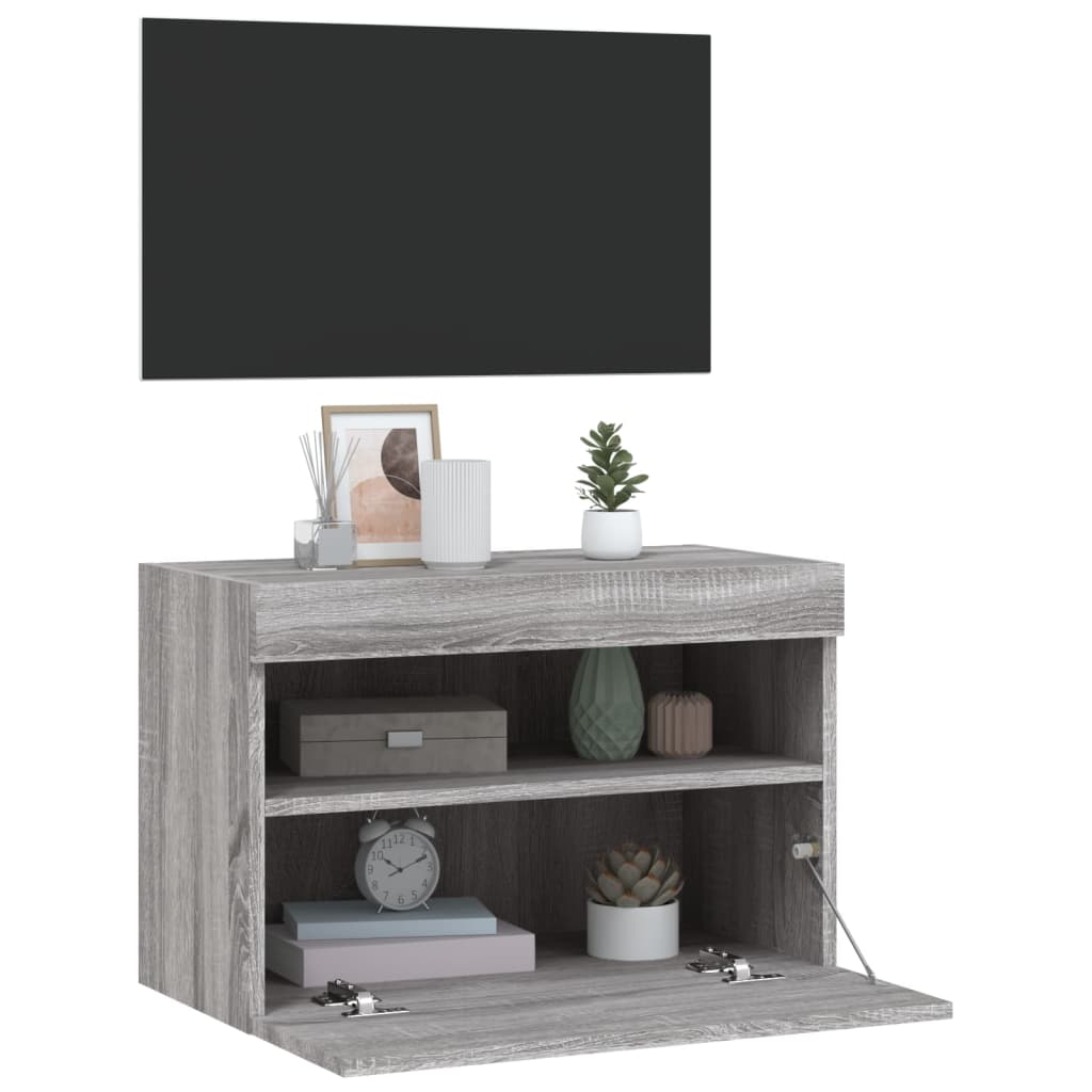 Nástěnná Tv Skříňka S Led Osvětlením Šedá Sonoma 60X30X40 Cm