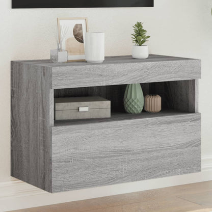 Nástěnná Tv Skříňka S Led Osvětlením Šedá Sonoma 60X30X40 Cm