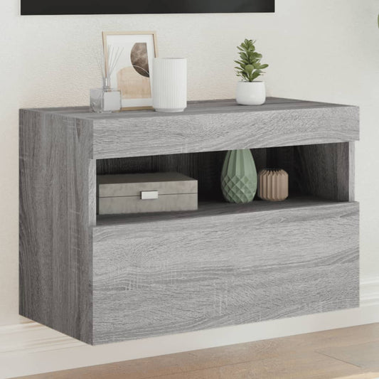 Nástěnná Tv Skříňka S Led Osvětlením Šedá Sonoma 60X30X40 Cm