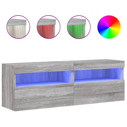 Nástěnné Tv Skříňky S Led 2 Ks Šedé Sonoma 60 X 30 X 40 Cm