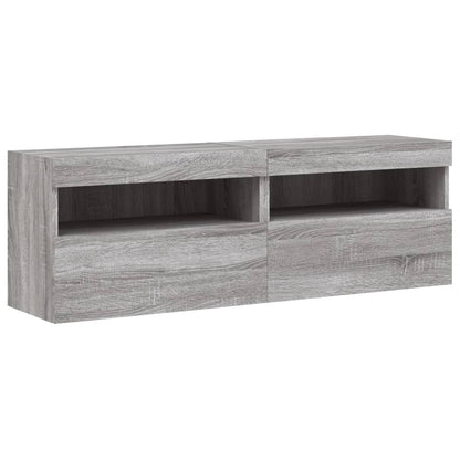 Nástěnné Tv Skříňky S Led 2 Ks Šedé Sonoma 60 X 30 X 40 Cm