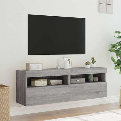 Nástěnné Tv Skříňky S Led 2 Ks Šedé Sonoma 60 X 30 X 40 Cm