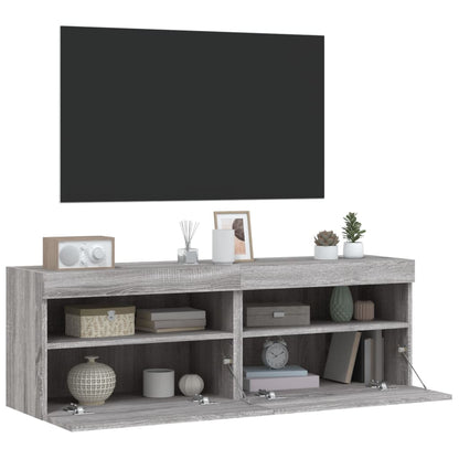 Nástěnné Tv Skříňky S Led 2 Ks Šedé Sonoma 60 X 30 X 40 Cm