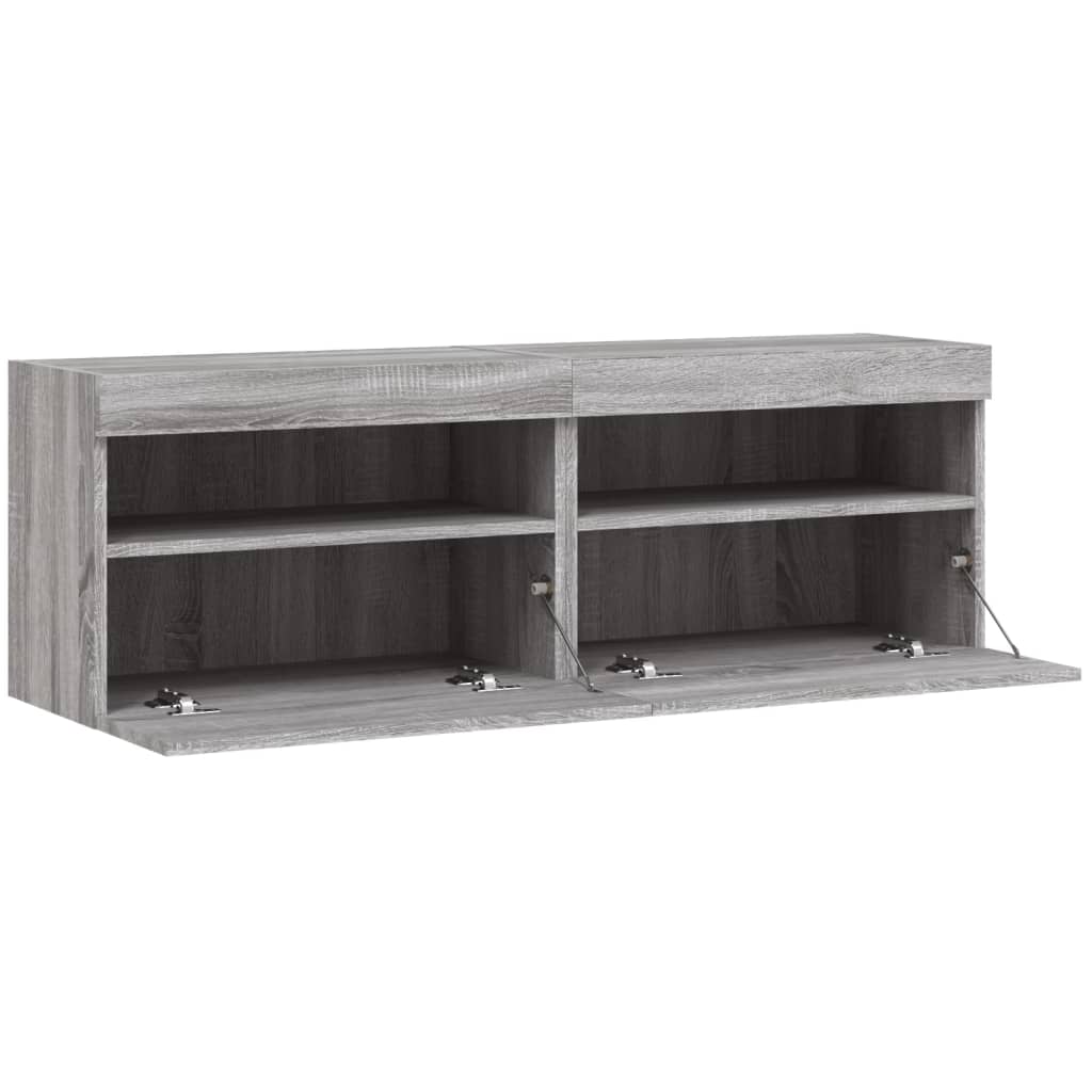 Nástěnné Tv Skříňky S Led 2 Ks Šedé Sonoma 60 X 30 X 40 Cm