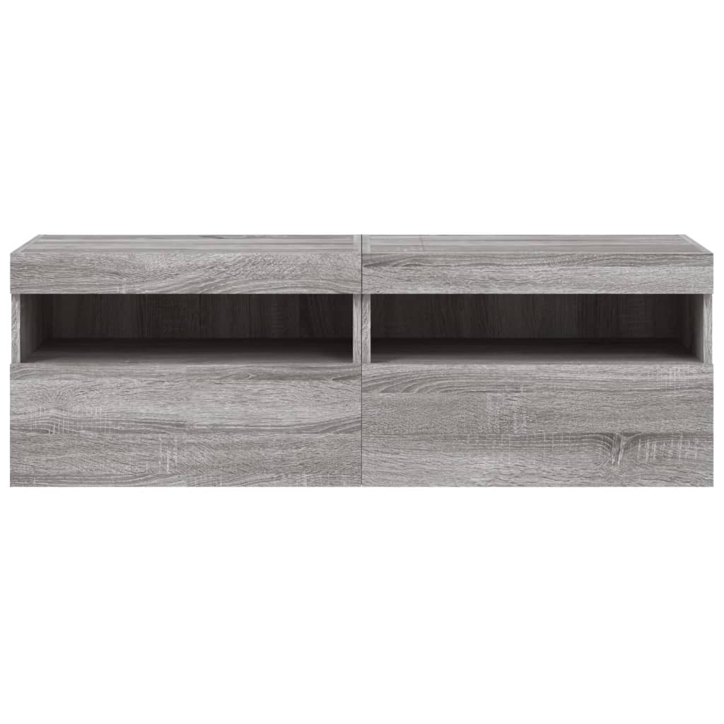 Nástěnné Tv Skříňky S Led 2 Ks Šedé Sonoma 60 X 30 X 40 Cm
