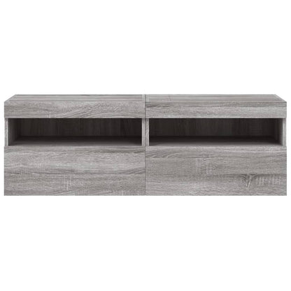 Nástěnné Tv Skříňky S Led 2 Ks Šedé Sonoma 60 X 30 X 40 Cm