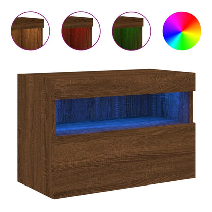 Nástěnná Tv Skříňka S Led Osvětlením Hnědý Dub 60 X 30 X 40 Cm