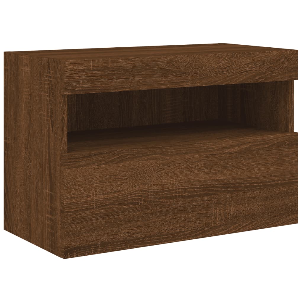 Nástěnná Tv Skříňka S Led Osvětlením Hnědý Dub 60 X 30 X 40 Cm