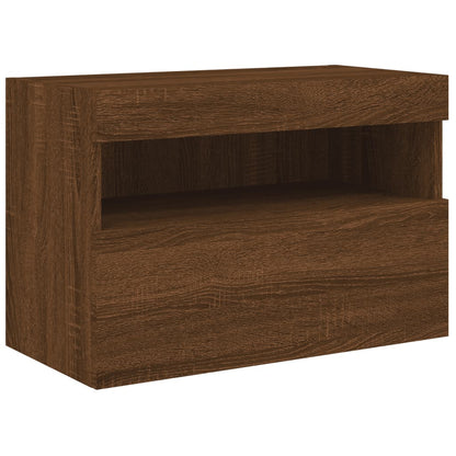 Nástěnná Tv Skříňka S Led Osvětlením Hnědý Dub 60 X 30 X 40 Cm