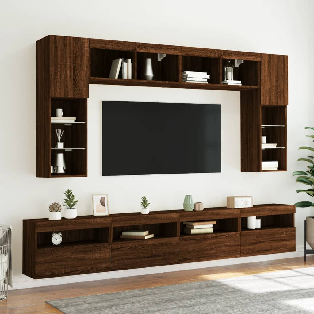 Nástěnná Tv Skříňka S Led Osvětlením Hnědý Dub 60 X 30 X 40 Cm