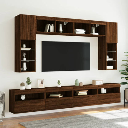 Nástěnná Tv Skříňka S Led Osvětlením Hnědý Dub 60 X 30 X 40 Cm