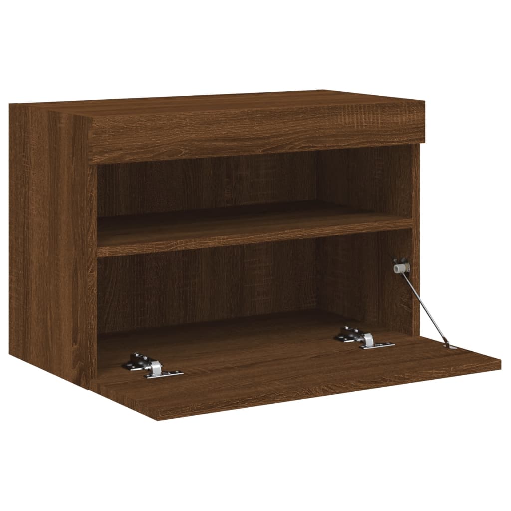 Nástěnná Tv Skříňka S Led Osvětlením Hnědý Dub 60 X 30 X 40 Cm