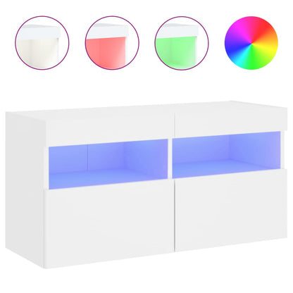 Nástěnná Tv Skříňka S Led Osvětlením Bílá 80 X 30 X 40 Cm