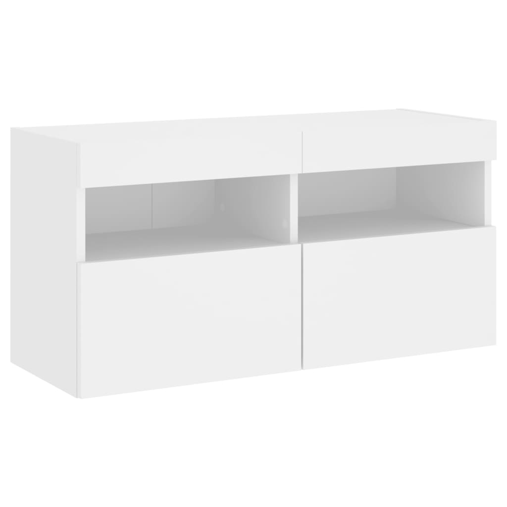 Nástěnná Tv Skříňka S Led Osvětlením Bílá 80 X 30 X 40 Cm