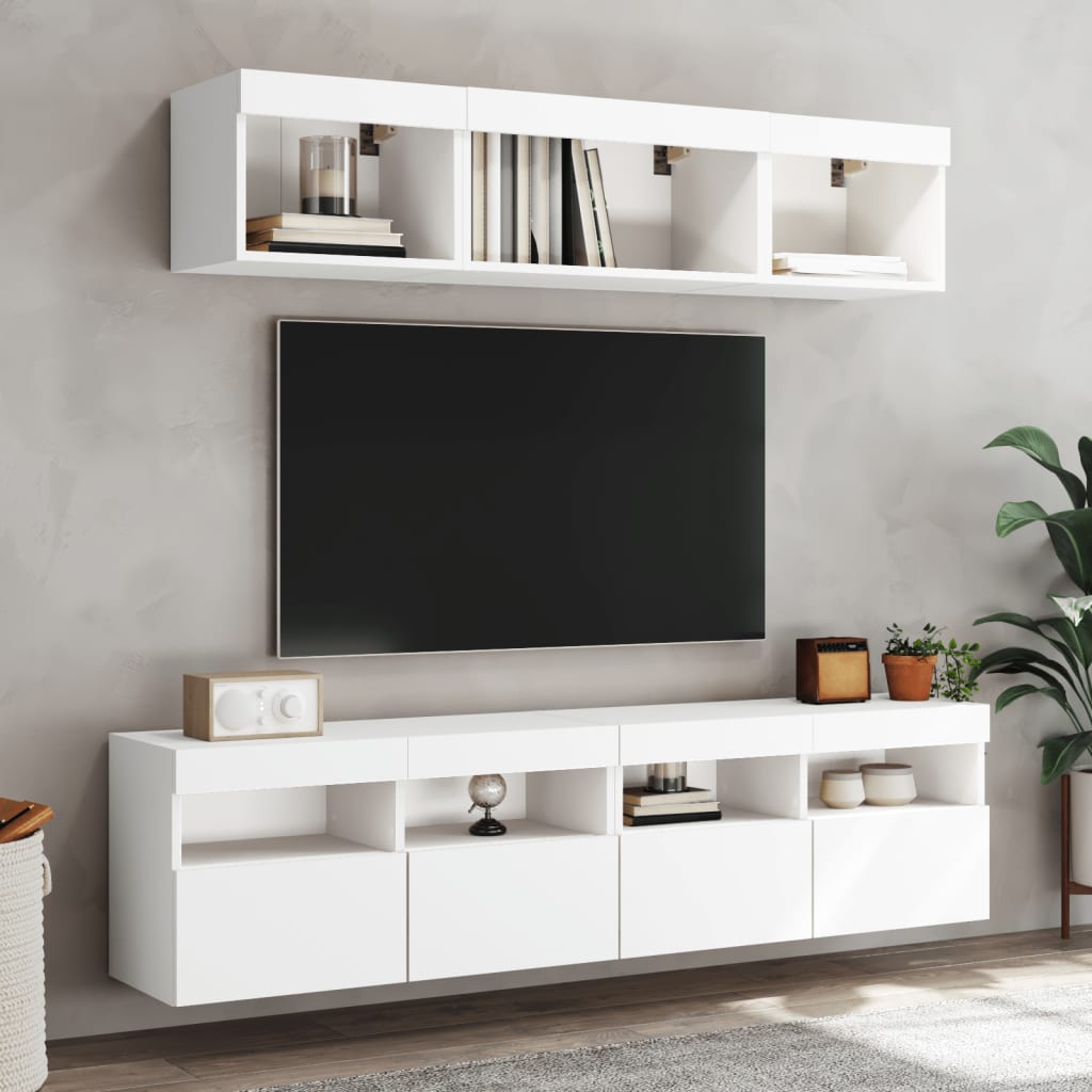 Nástěnná Tv Skříňka S Led Osvětlením Bílá 80 X 30 X 40 Cm