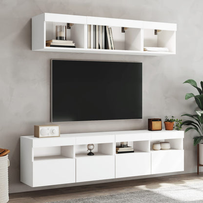 Nástěnná Tv Skříňka S Led Osvětlením Bílá 80 X 30 X 40 Cm