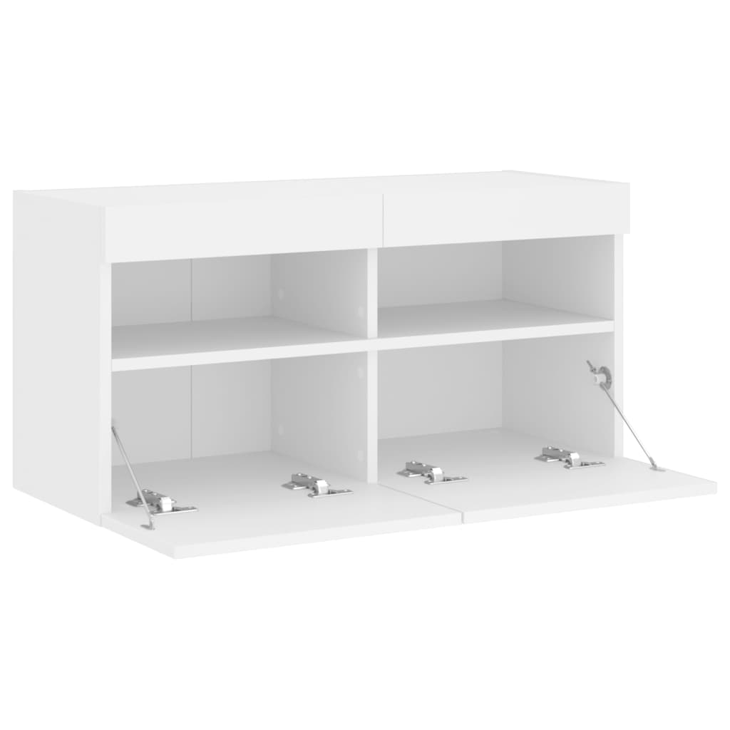 Nástěnná Tv Skříňka S Led Osvětlením Bílá 80 X 30 X 40 Cm