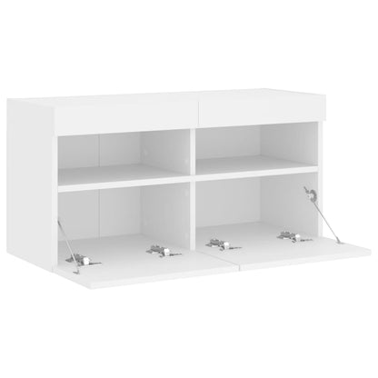 Nástěnná Tv Skříňka S Led Osvětlením Bílá 80 X 30 X 40 Cm