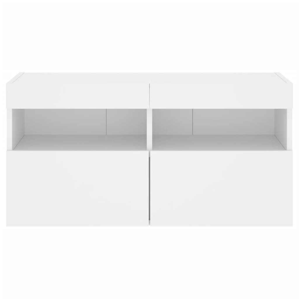 Nástěnná Tv Skříňka S Led Osvětlením Bílá 80 X 30 X 40 Cm